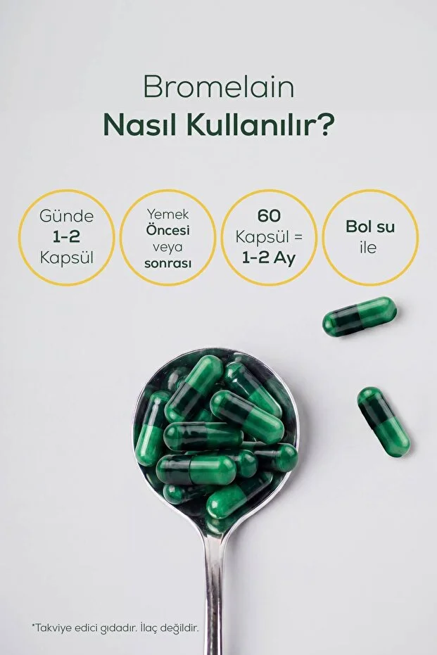 Bromelain 2500 GDU 1000 mg 60 Kapsül | Ananas Kaynaklı Enzim | Yüksek Enzim Aktivitesi